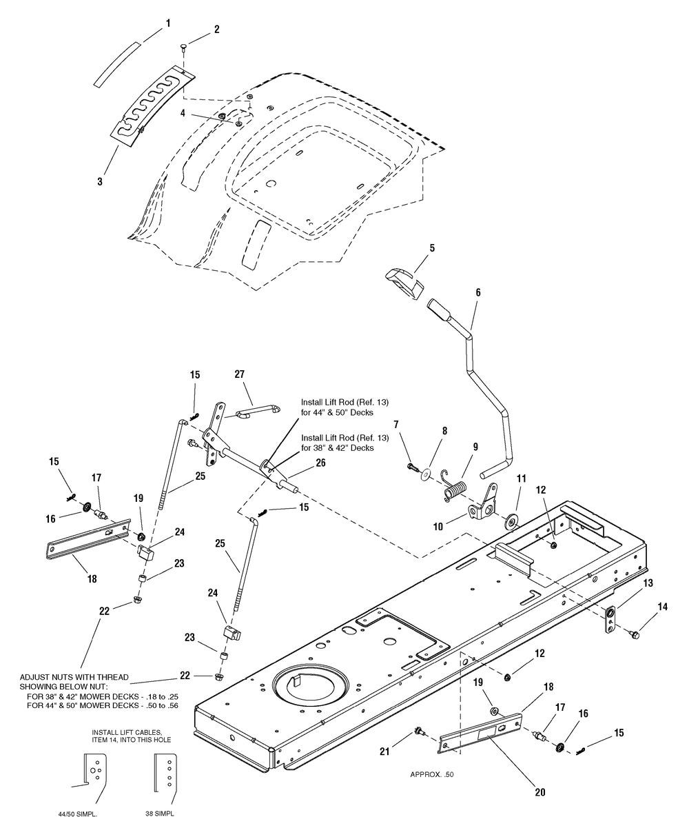 Lift Group Diagram and Parts List for 2690844-EYK175462H  Briggs and Stratton Lawn Tractor